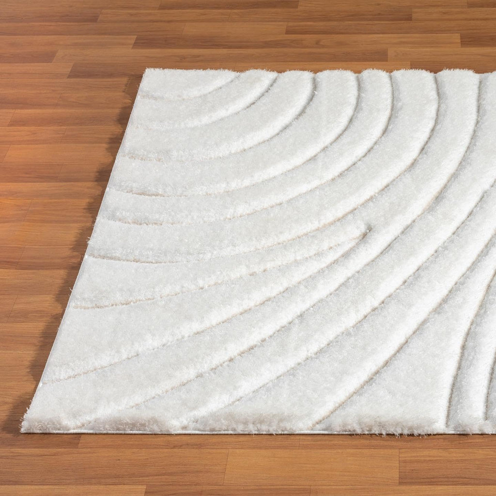 LUXE WEAVERS Modern Geometric Shag Area Rug Cream 5x7