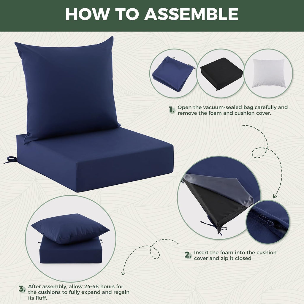 Outdoor Chair Cushions, Waterproof & Fade Resistant Patio Cushions