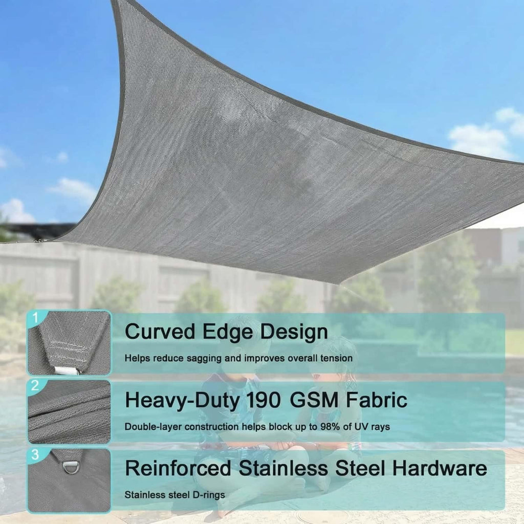 28' x 28' x 28' Gray Triangle Sun Shade Sail Outdoor Patio Canopy