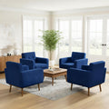 HUIMO Fabric Accent Chairs Set of 4, Living Room Chairs (4, Dark Blue)