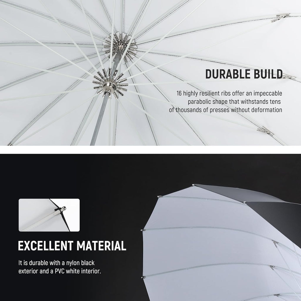 NEEWER 71"/180cm Parabolic Reflective Umbrella Photography w White Inner