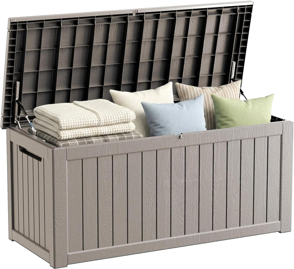 270 Gallon Resin Large Deck Box Organization and Storage Box for Patio, Outdoor Cushions, Garden Tools, Gray