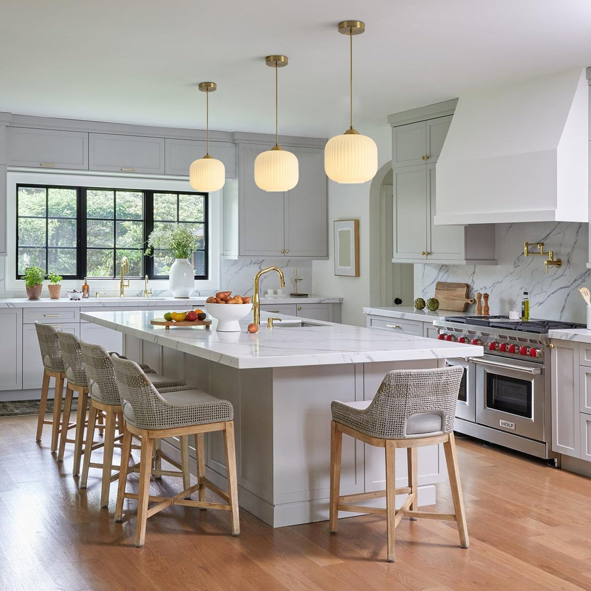 kco lighting 2 pack brushed brass 7.9” white showing dimensions