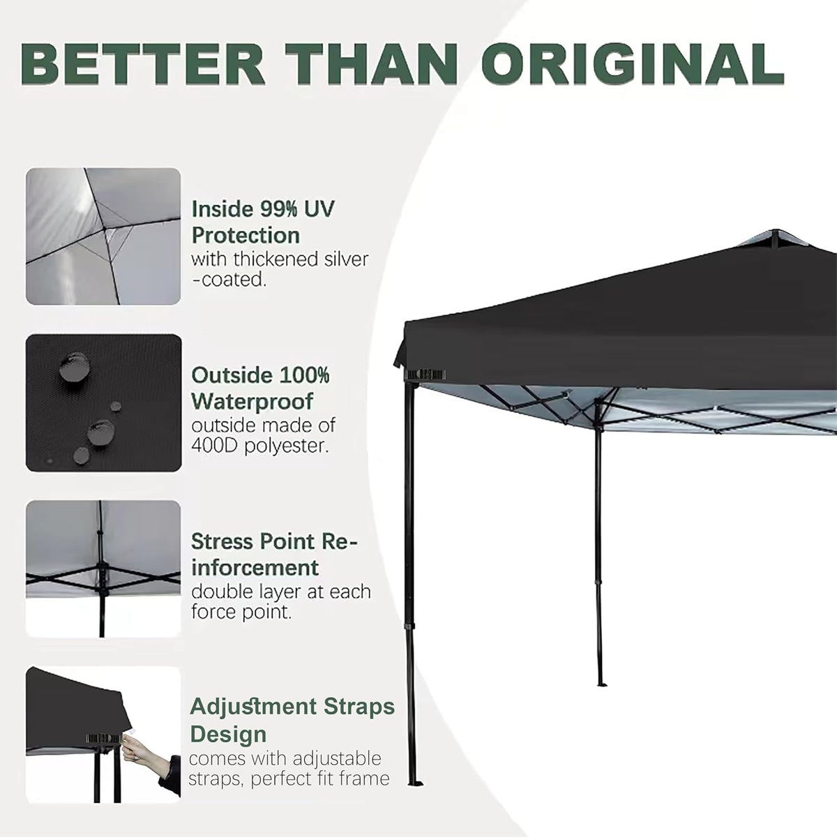 canopy replacement top for most 8x8ft straight leg, close-up detail