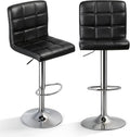 SUPER DEAL Set of 2 Bar Stools for Kitchen, Modern PU Leather Swivel Adjustable Counter Height Swivel Stool with Square Back (2, Black)