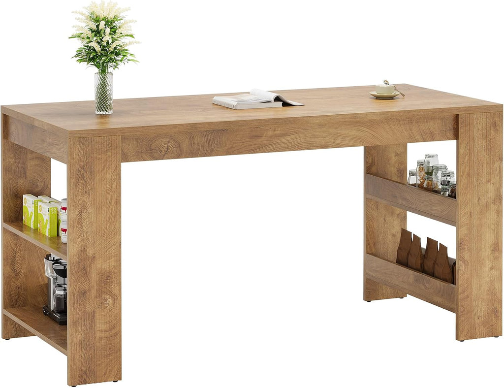 Tribesigns 63" Bar Table, Farmhouse Counter Height Pub Table with Storage
