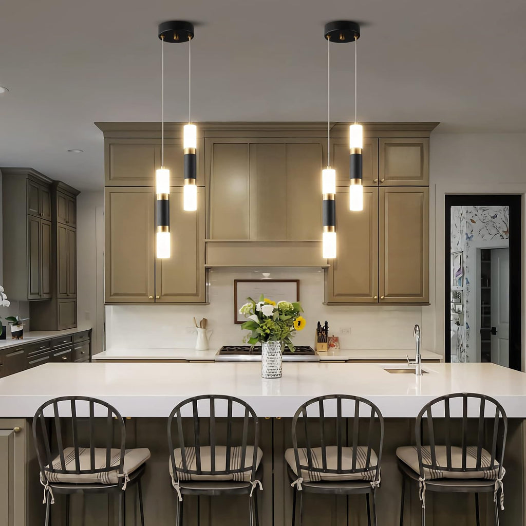 2-Light Pendant Lights Kitchen Island Dimmable LED Modern Mini Pendant Light, Bedroom Small Pendant Light Fixtures (Black Gold)