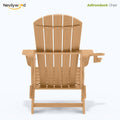 nevilywood Folding Adirondack Chairs Set of 4, HDPE Cup Holders, Teak