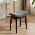 18" Small Vanity Chair Ottoman Bench Saddle Cushion Linen Gray