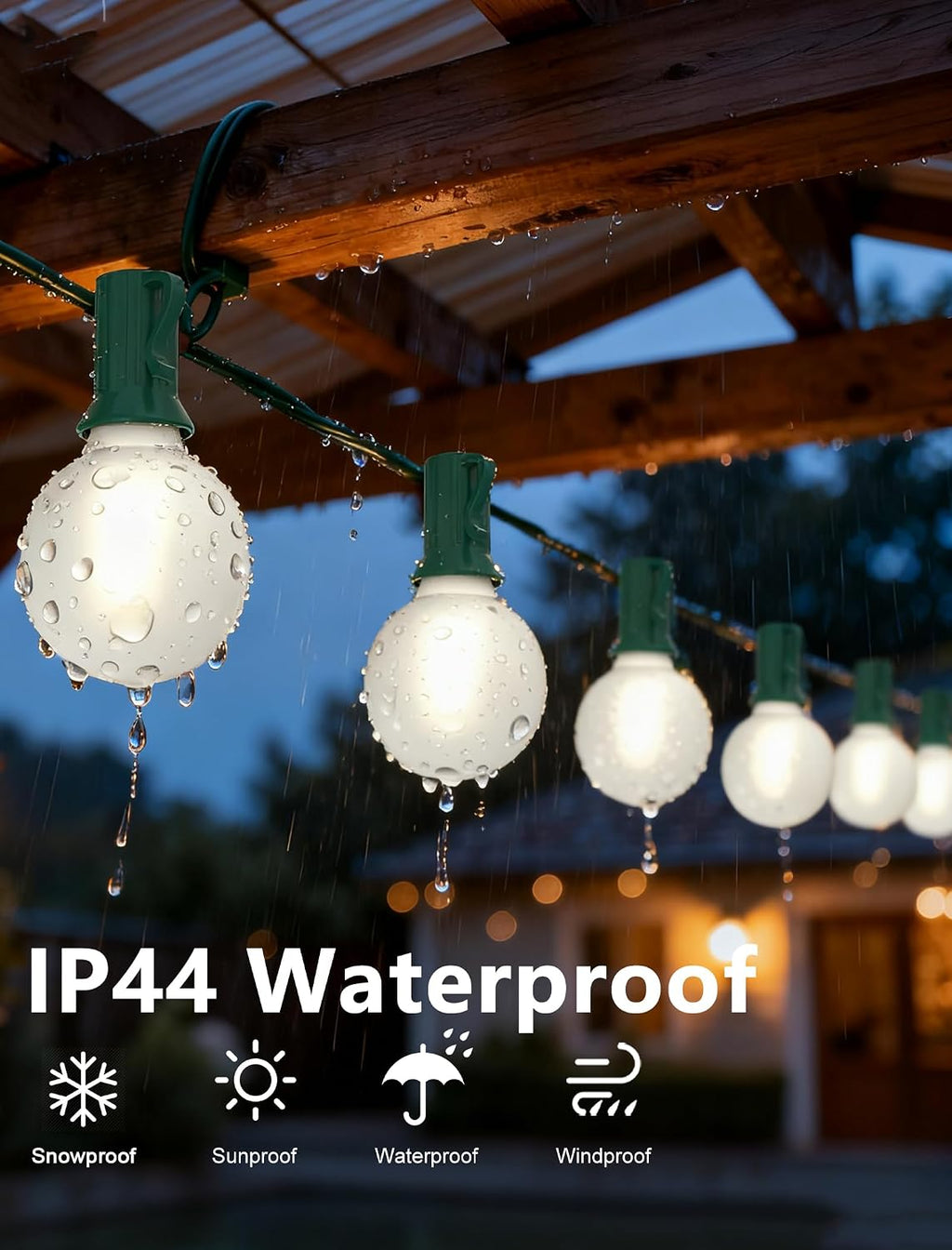 50ft g40 led christmas lights with 27 led, side view
