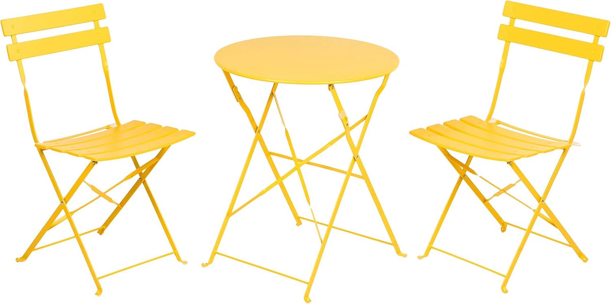 Grand Patio 3 Piece Folding Patio Bistro Set for Outdoor Balcony, Yellow