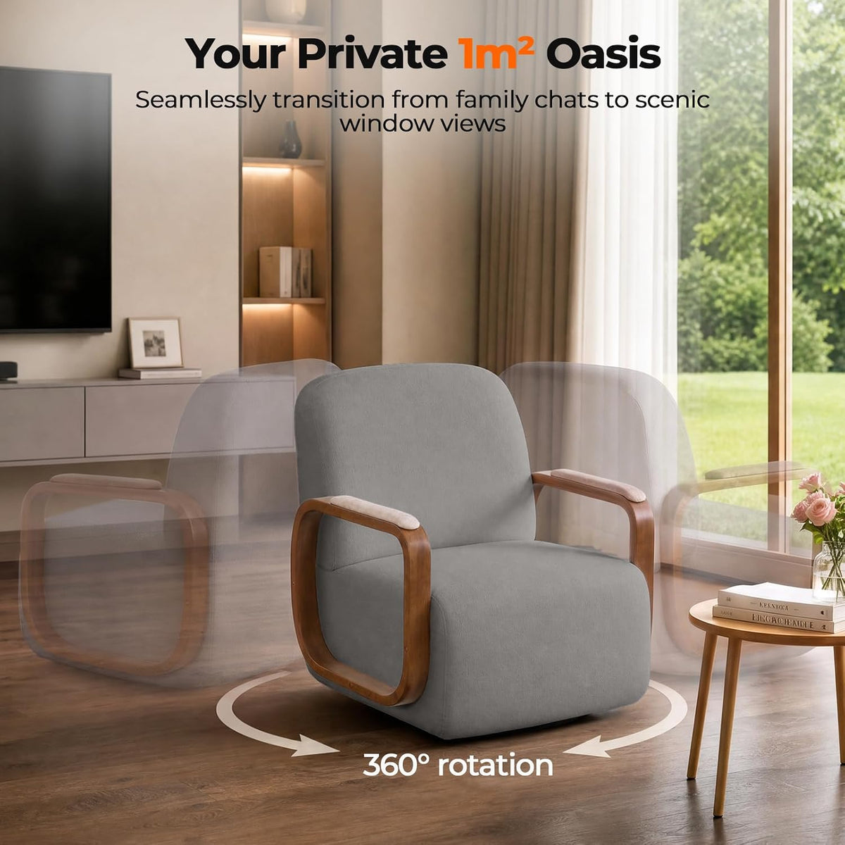 Couchus Swivel Accent Chair with Sturdy Base (Gray, Set of 2)