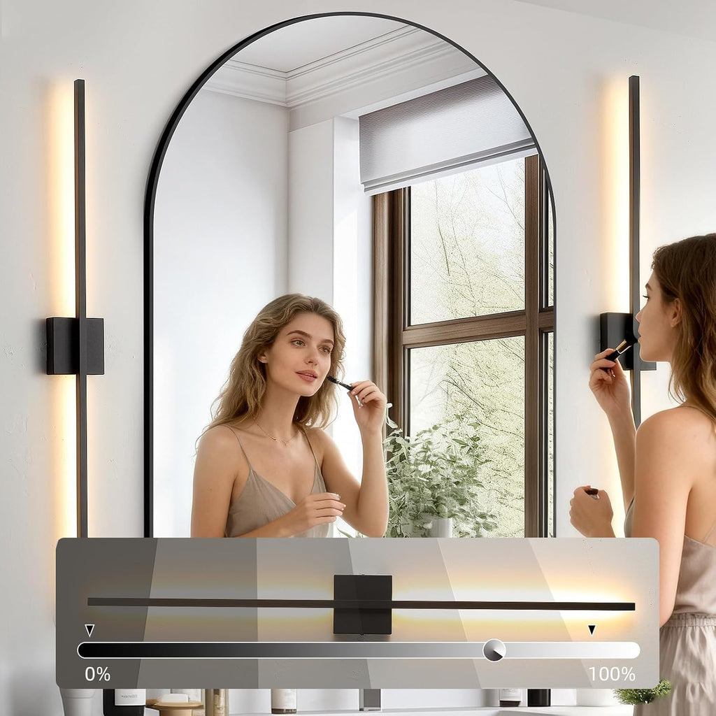 Black Wall Sconces Set of Two LED Dimmable Sconces Wall Lighting