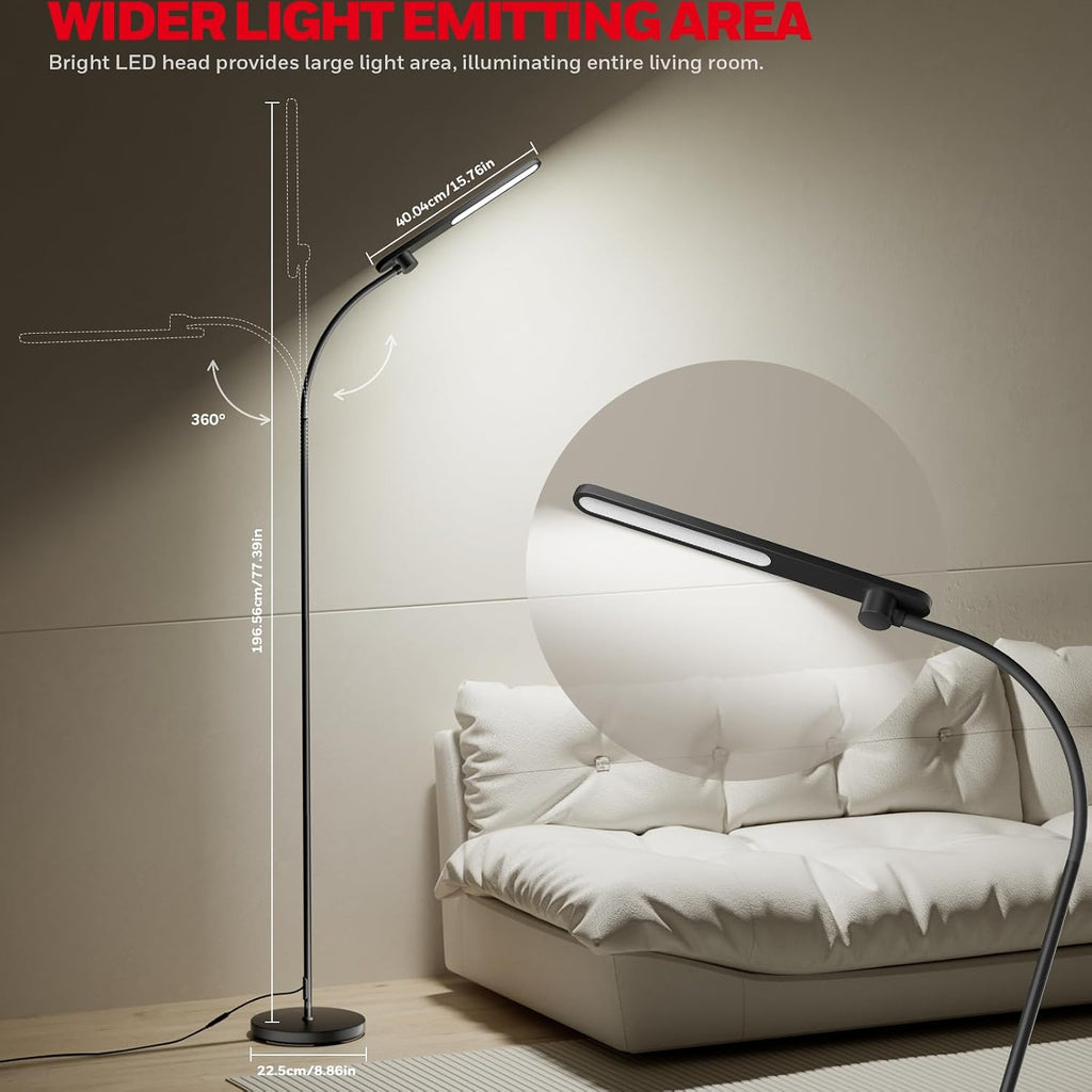 Honeywell LED Floor Lamp for Reading CRI97 Full Spectrum Dimmable Gooseneck