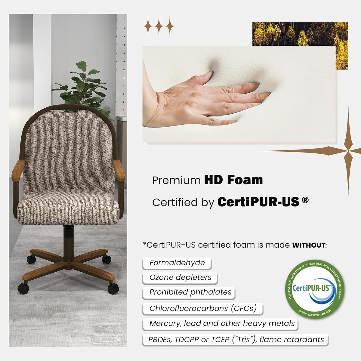 Chromcraft D7775 4pc Swivel Tilt Kitchen Dining Chair - Bronze-Chestnut