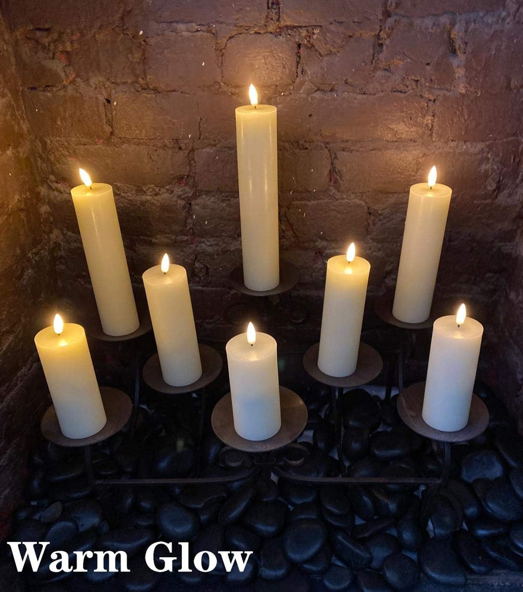 Eywamage Ivory Tall Flameless LED Pillar Candles with Remote Set of 9