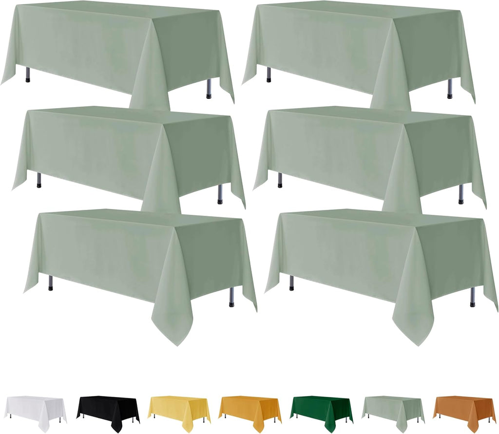Fitable 6 Pack Sage Green Tablecloths for Rectangle Tables, 70 x 120 Inch