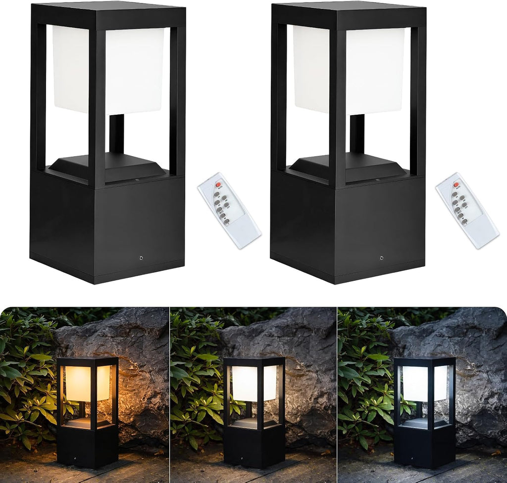 Solar Floor Lamp Outdoor Waterproof, 13.7" H 2-Pack