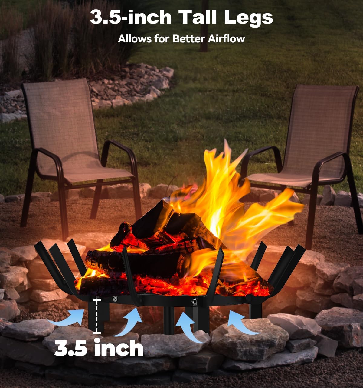 Mondazie Round Fire Pit Grill Grate 24 Inch, Fireplace Grate with 10 Bars