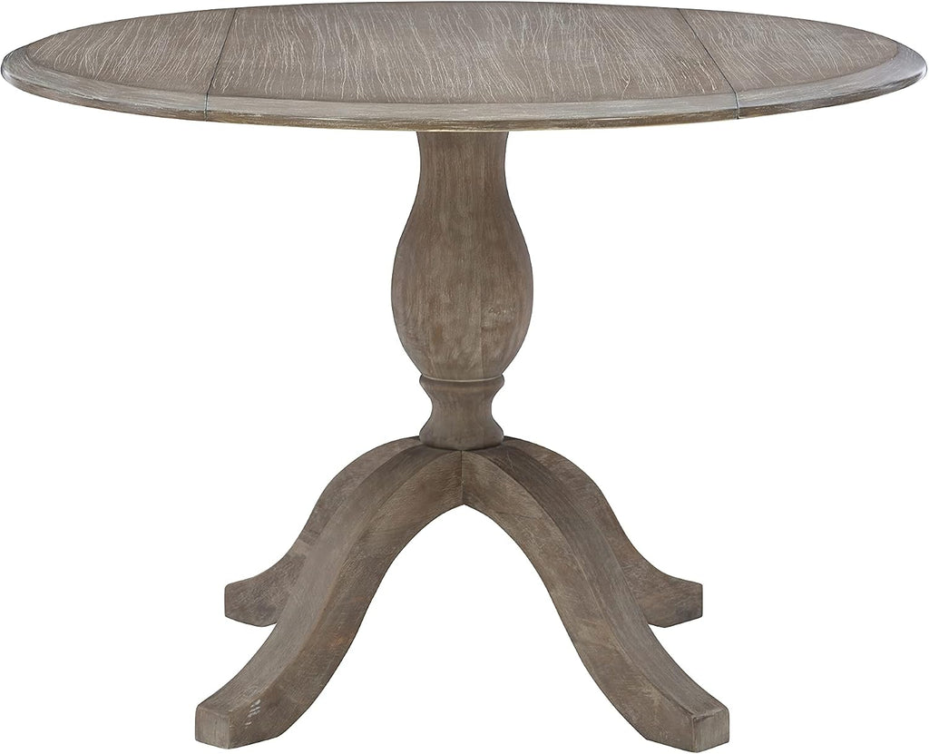 Linon Home Decor Mauro Antique Rustic Brown Drop Leaf Small Dining Table with Pedestal Base