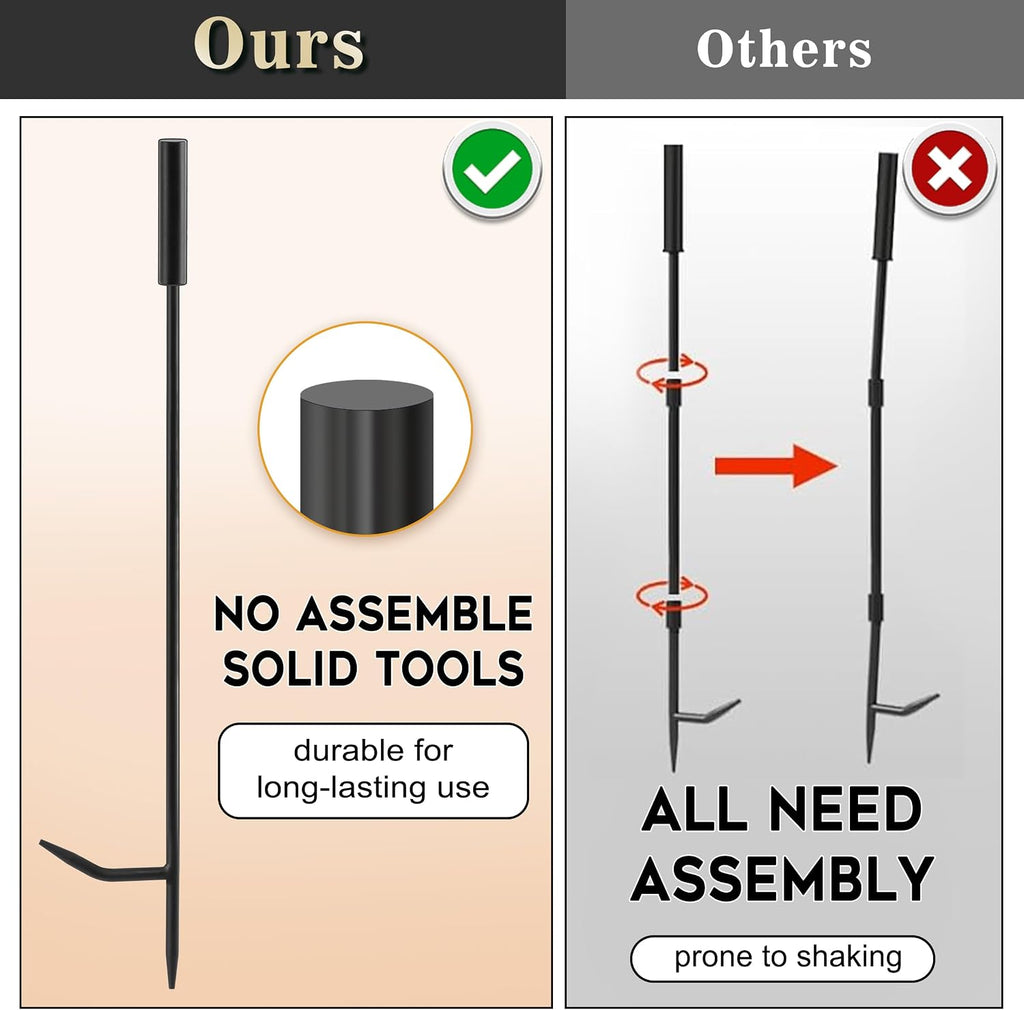 Gtongoko Fireplace Tools Set 5 Pieces with Stand, 29 Inch, Wrought Iron