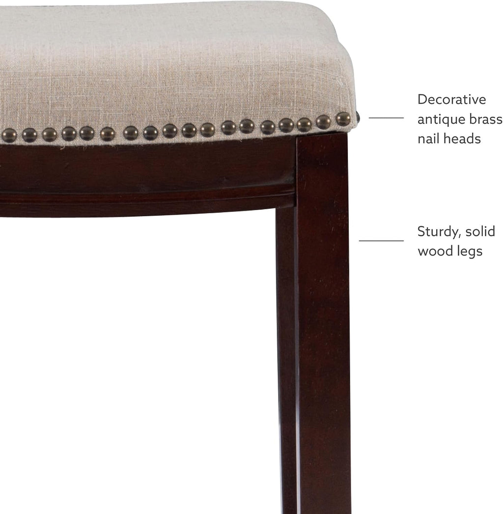 Linon Harper Beige & Dark Walnut 24" Counter Stool, Beige/Dark Walnut (98325WAL-01-KD)