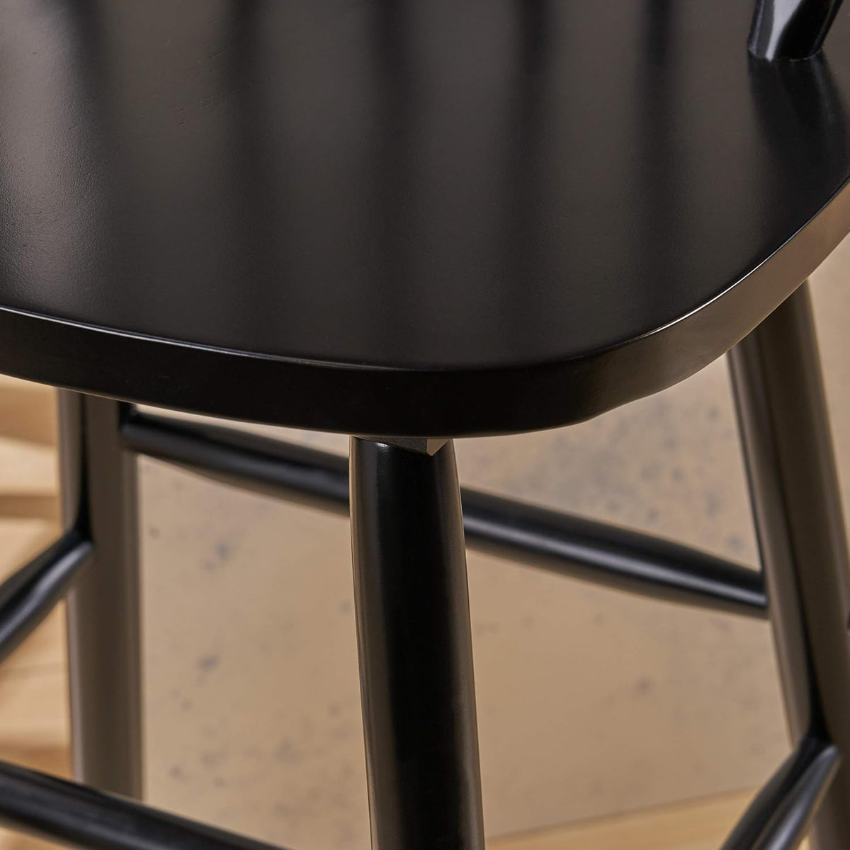 GDFStudio Great Deal Furniture Lopez Spindle Bar Stools - Rubberwood - Traditional - Farmhouse-Style - Black - Set of 2 - 29.2' Seats