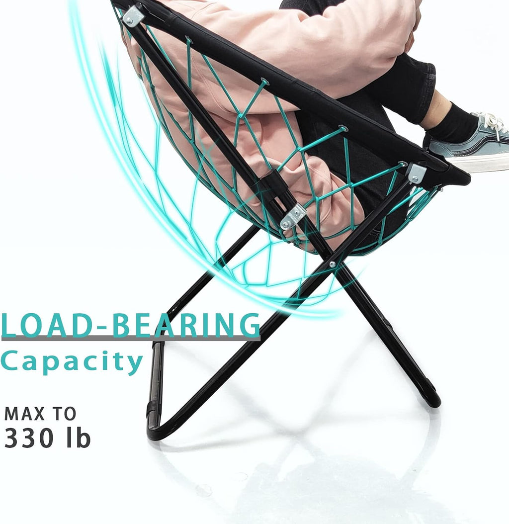 Camp Field Folding Bungee Chair for Indoor and Outdoor Relaxation,Black
