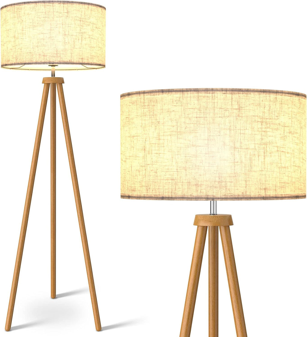 LEPOWER Wood Tripod Floor Lamp, Mid Century Standing Lamp for Living Room