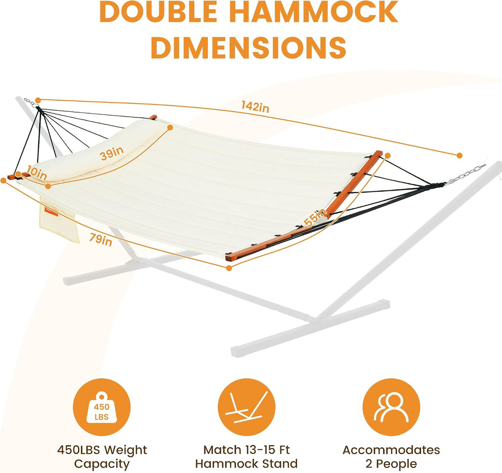 Lazy Daze Portable Hammock with Curved Spreader Bar & Carry Bag, Natural