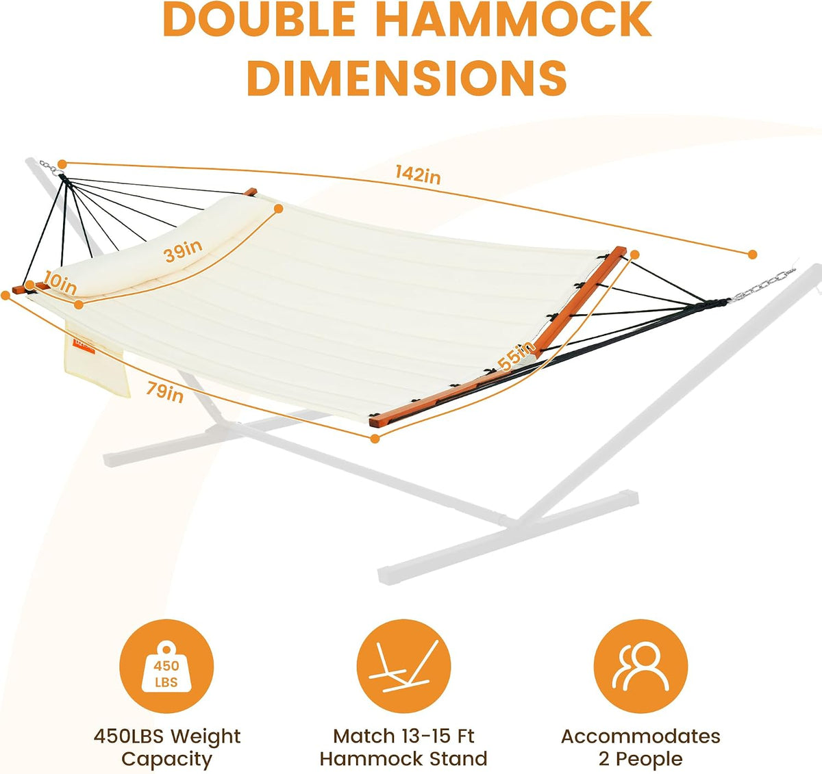 Lazy Daze Portable Hammock with Curved Spreader Bar & Carry Bag, Natural