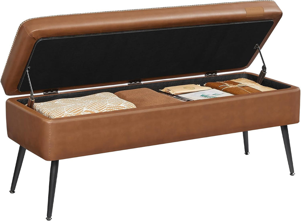 VASAGLE Storage Ottoman Bench, PU Leather, Steel Legs