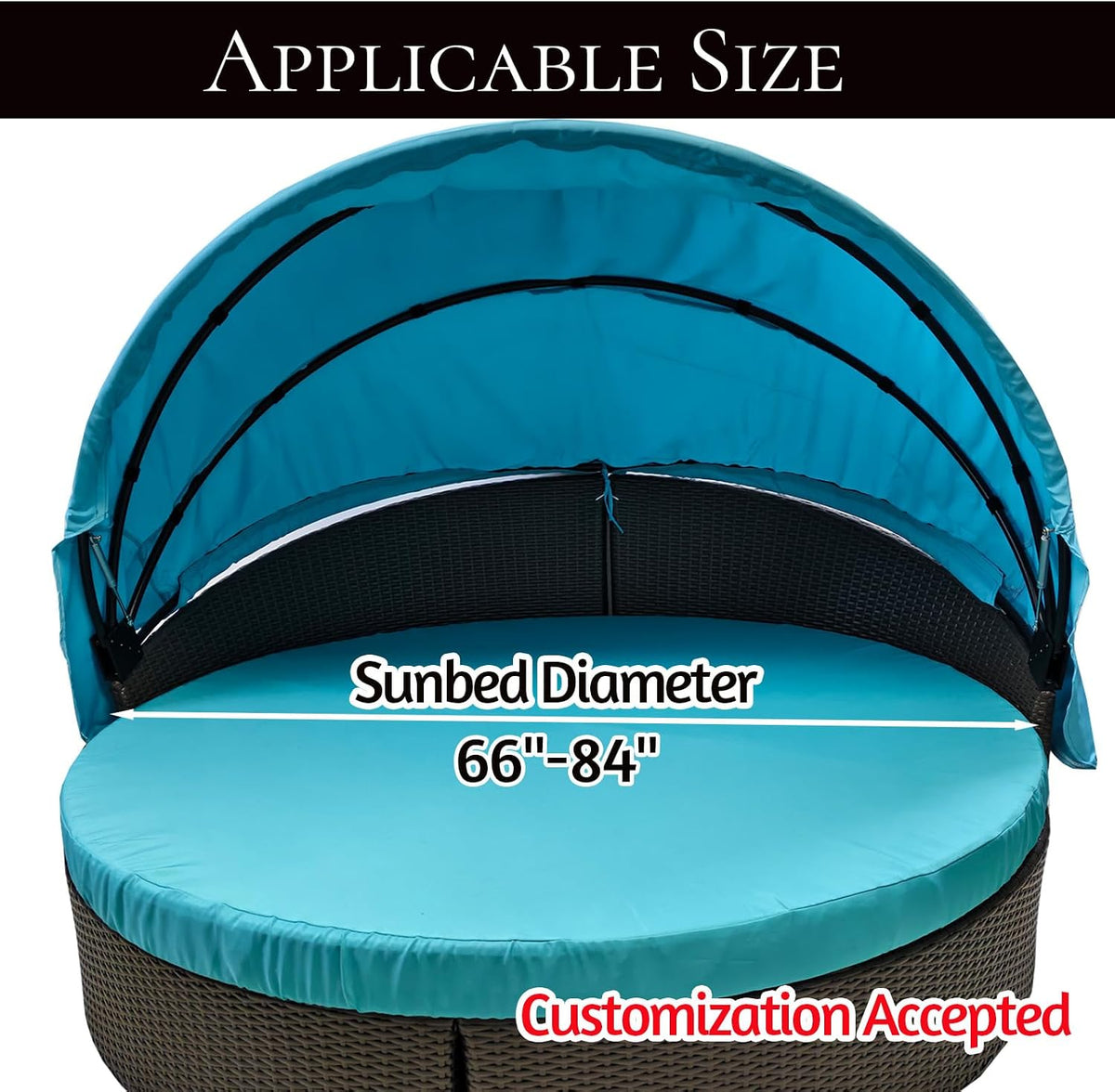 84" round daybed canopy replacement fabric, patio rattan shown in use
