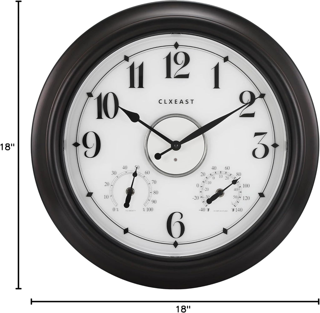 CLXEAST 18 Inch Large Illuminated Outdoor Clocks Waterproof