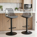 Clear Bar Stools Set of 2, Adjustable Swivel Counter Height Stools, Grey