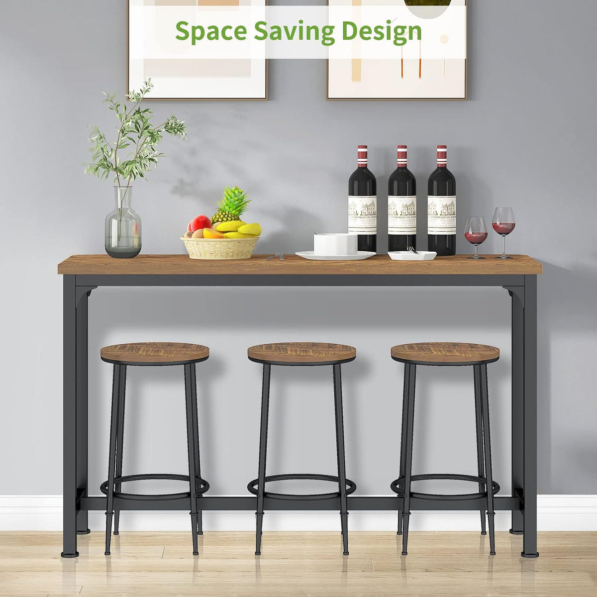 bar table set for 3, 4 piece console shown in use