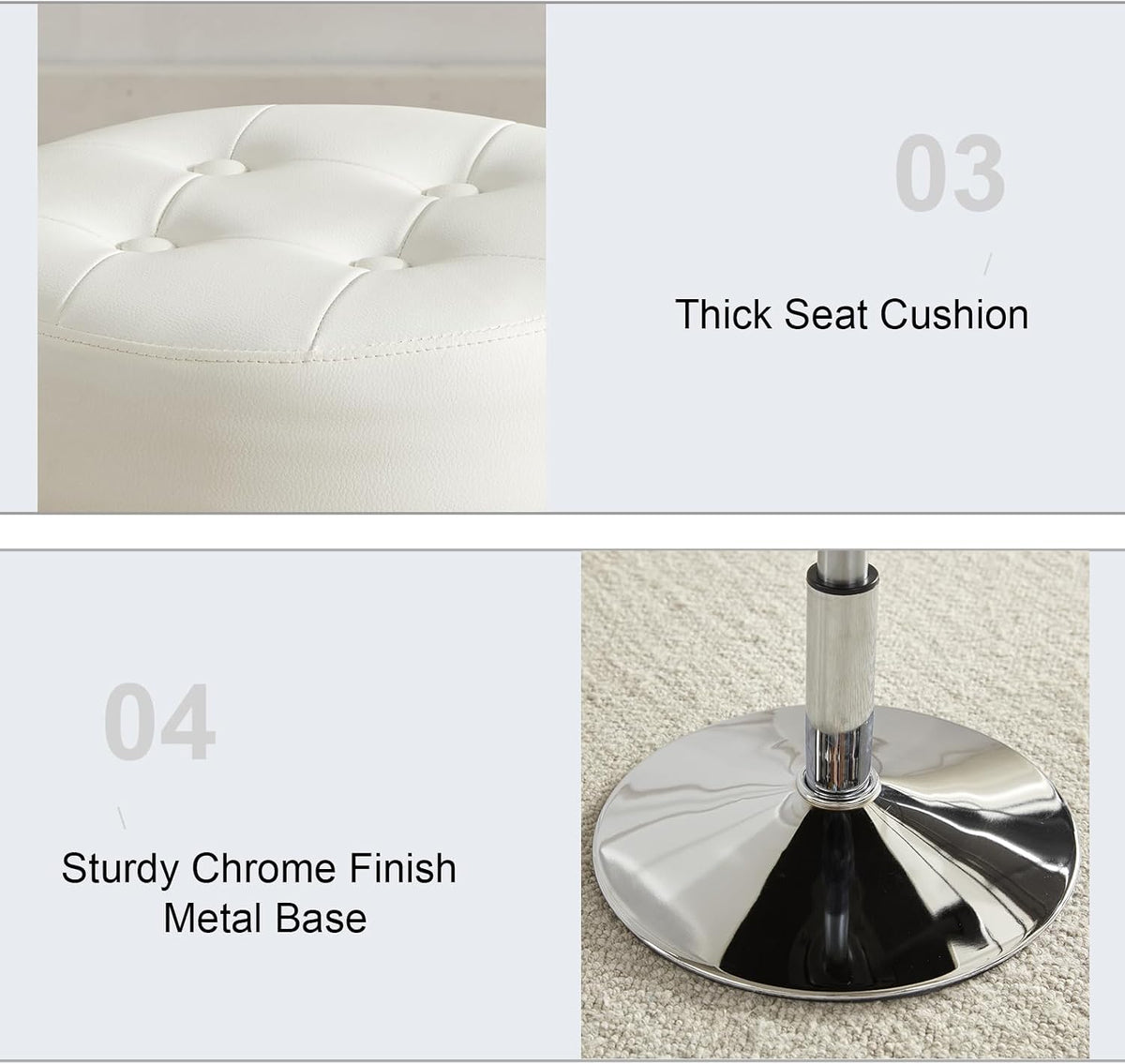 Gitrah White Vanity Stool Chair Swivel Adjustable Comfortable Makeup Stool