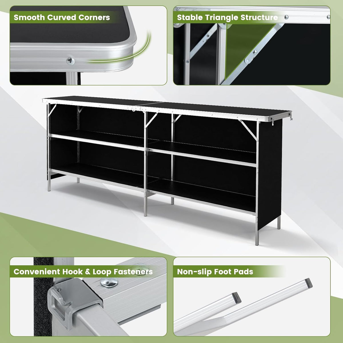 COSTWAY 81" Folding Picnic Table, Portable Bar Table with Carry Bag