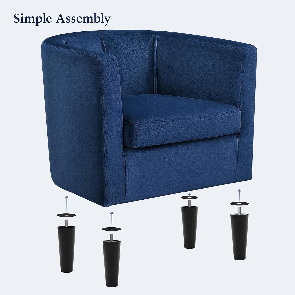 Yaheetech Barrel Accent Chair, Upholstered Modern Armchair, Blue