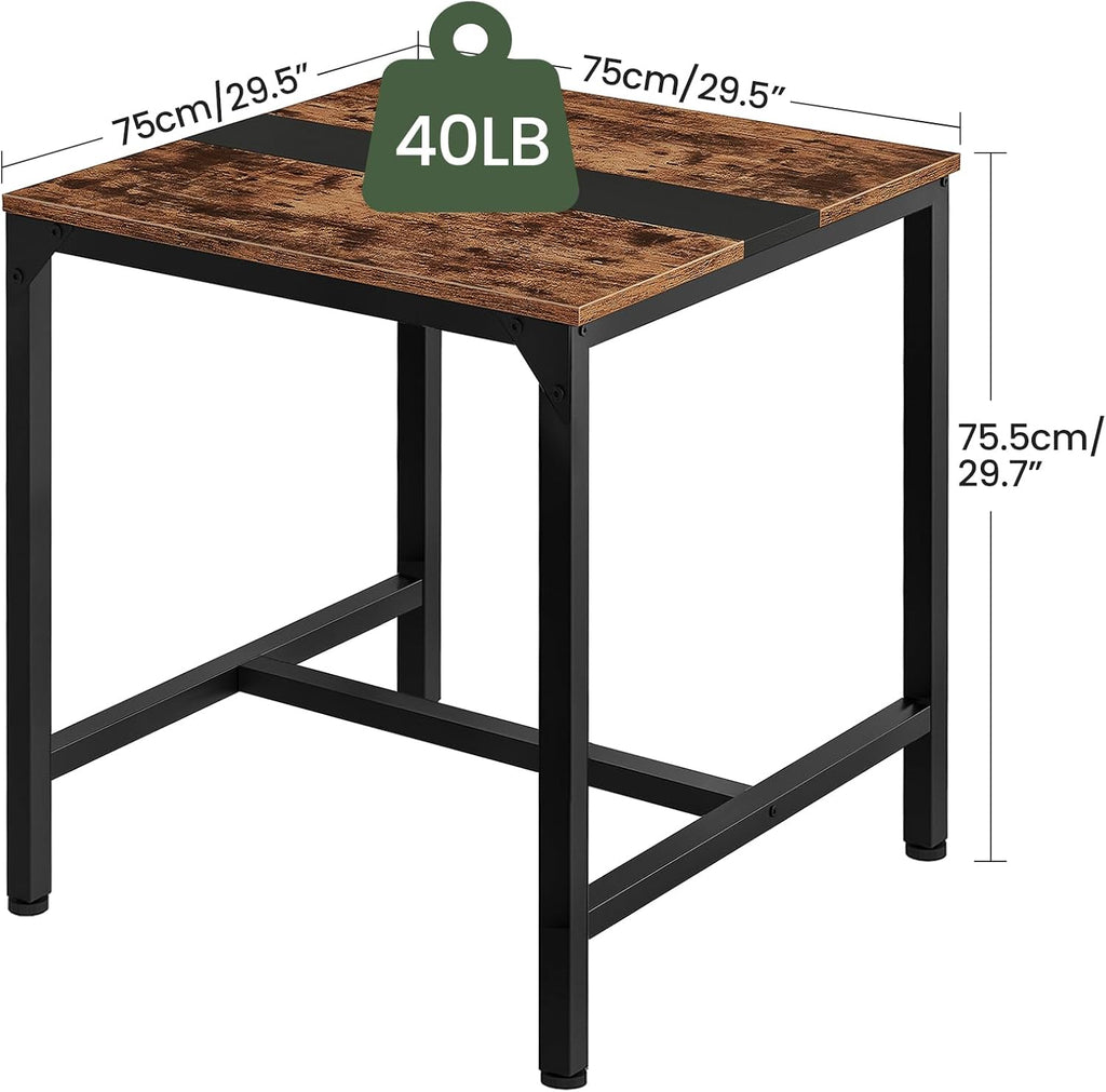 CHOEZON Square Kitchen Dining Table, 29.5'' Dining Table, Small Dining Tables, Writing Desk, Coffee Tables, for Restaurant, Living Room, Apartment, Rustic Brown and Black TCZ02BF