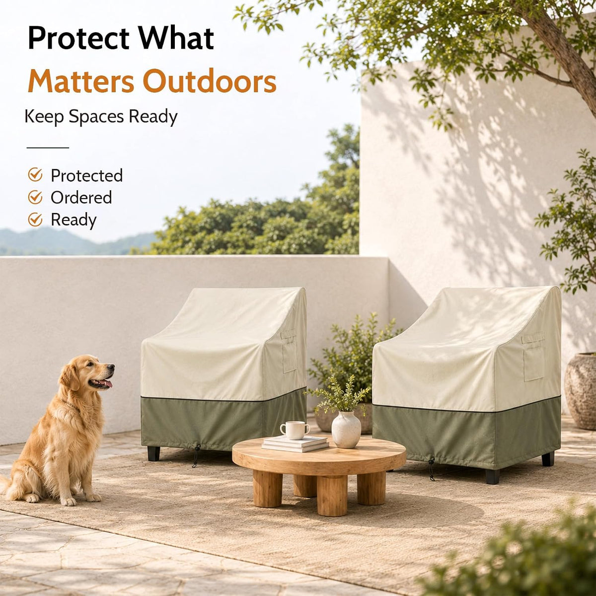 COSFLY Patio Furniture Chair Covers Waterproof, 32"W x 37"D x 36"H 2 Pack