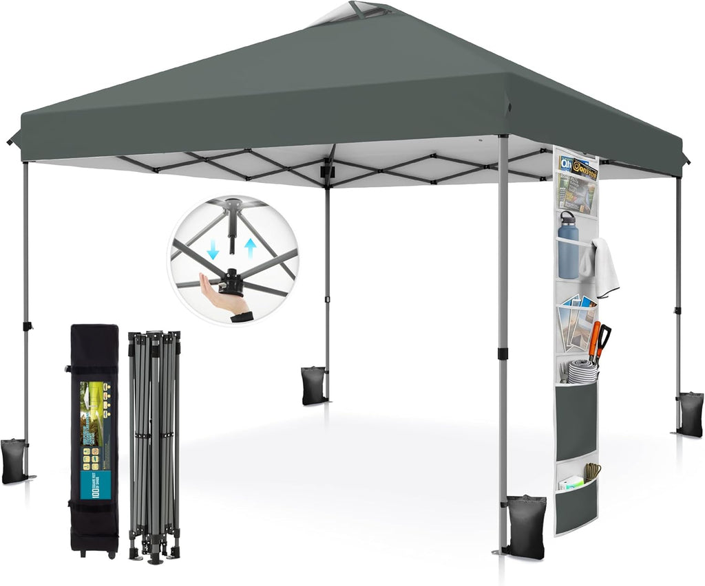 PHI VILLA 10x10 Pop up Canopy Tent, One Push Easy Set Instant Shade Tents