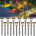 CINOTON RGBCW Solar Pathway Lights Outdoor, 3 Lighting Modes, 12 Pack