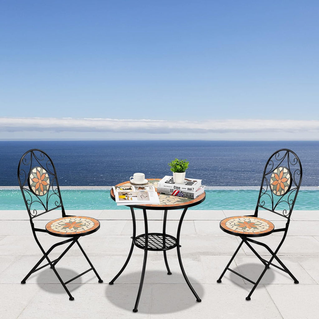 vingli 3 pieces garden patio mosaic table, outdoor, package contents