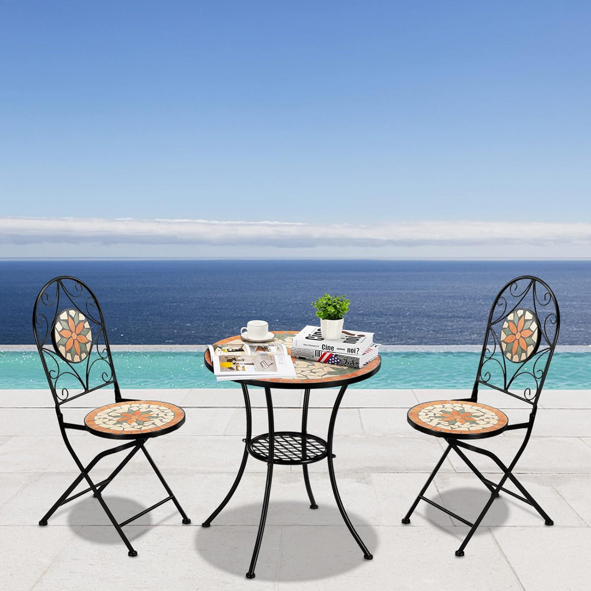 vingli 3 pieces garden patio mosaic table, outdoor, package contents