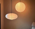 2 PCS Chinese Paper Lanterns White Lampshade, 16inch Large Round and 18inch Oblate Pendant Lamp Shade, Rice Paper Lampshade Ceiling Foldable Light Shade for Interior Home Decoration