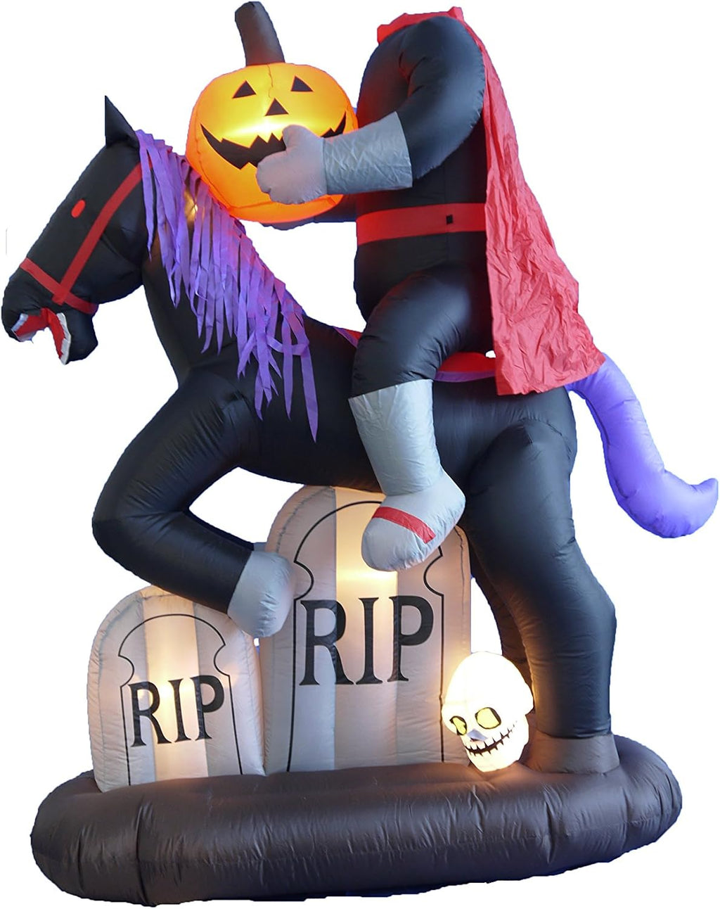 6.5 FT Tall Lighted Halloween Inflatable Headless Horseman with Horse