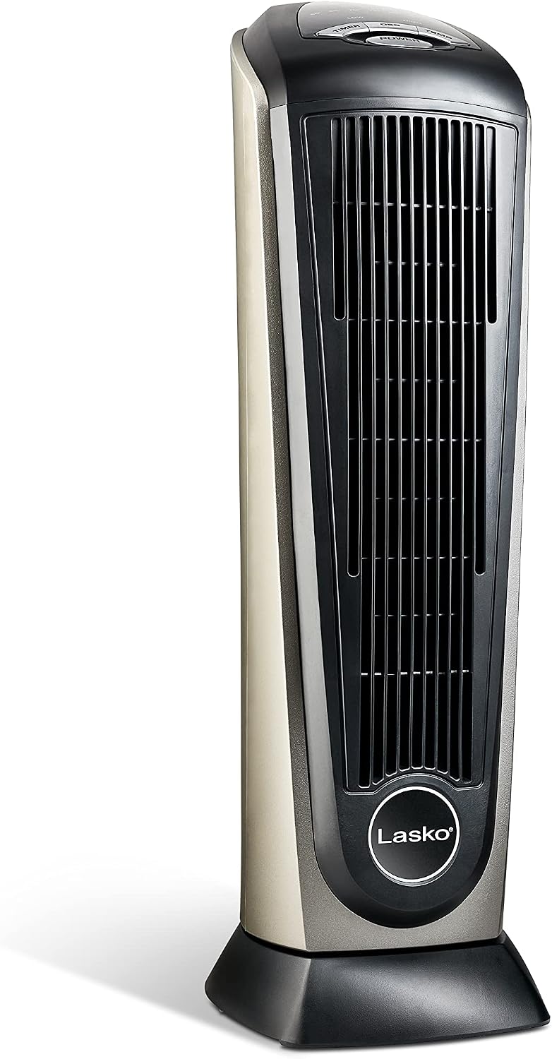 Lasko 1500W Ceramic Tower Space Heater with Remote, Thermostat, Timer & Widespread Oscillation, Portable Electric Heater for Indoor Use, Bedroom & Living Room, 751320