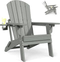 Plawdlik Folding Adirondack Chair Adjustable 3-Position Backrest, Gray