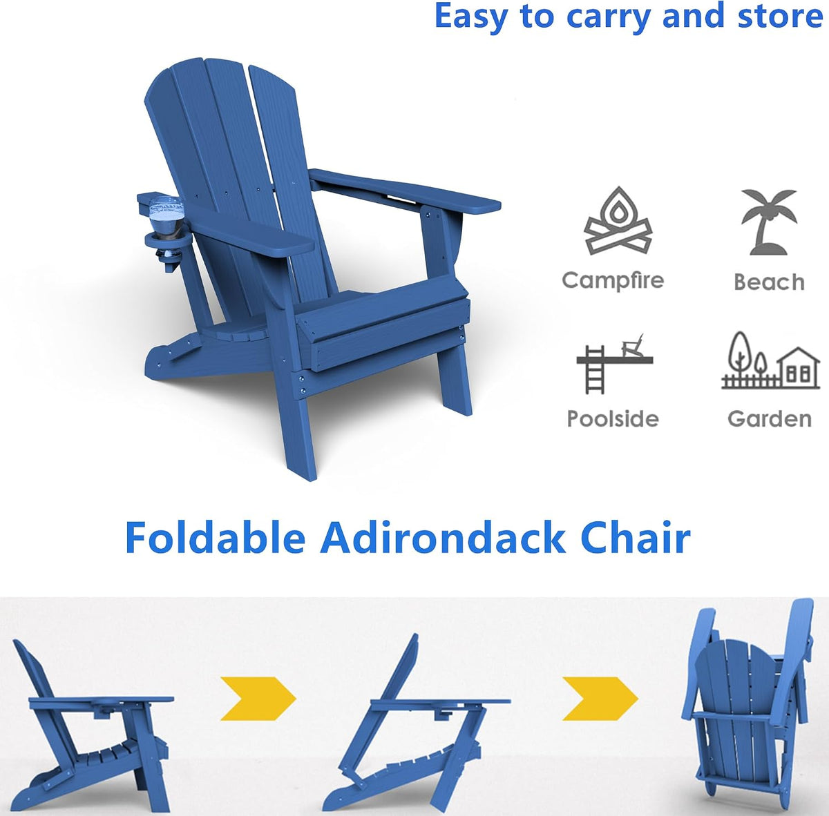 glanc folding adirondack chairs set of 2, hdpe showing dimensions